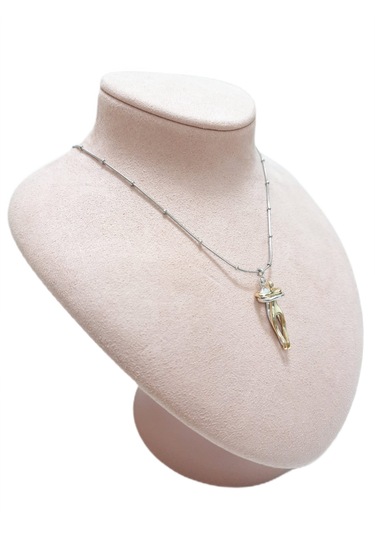 Çelik Kolye Sarılan Çift Kadın Erkek Figürlü Dorika Zincir 41 Cm Ayarlanabilir Altın Sarısı Gold Gold