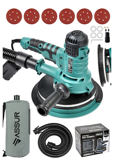 Assur ASR417 850 W Ledli Toz Emmeli Zımpara Makinesi Mavi