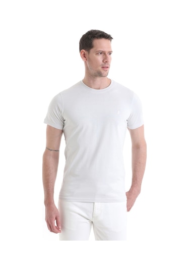 Hatemoğlu 35353022c003 A53 Regular Fit Pamuk Bisiklet Yaka Düz Erkek Tişört Ekru