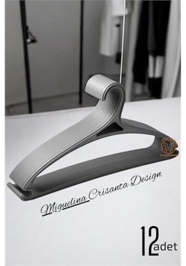 Modacar Tasarım Askı Seti 12 Adet Elbise Askısı M.crisanta Gri