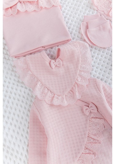 Fistolu Kendinden Desenli 10'lu Kız Bebek Hastane Çıkışı Bebek Takımı Çok Renkli