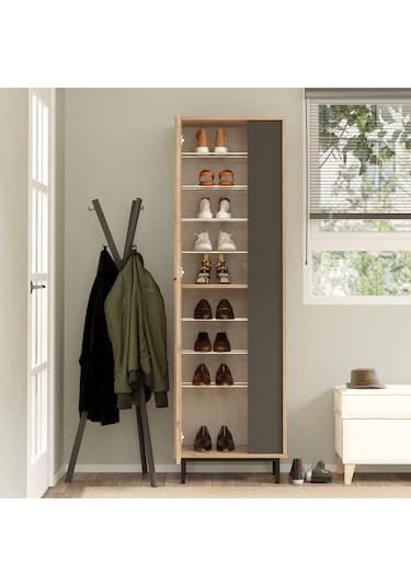 Robin Home Rio Ayakkabılık Metal Ayaklı 9 Raflı Sepet-antrasit Kahverengi