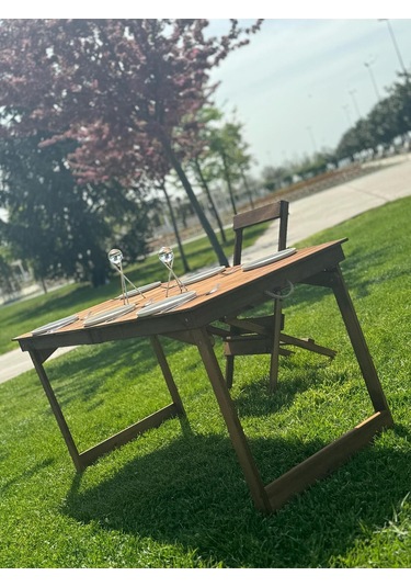 Kamp - Piknik - Balkon - Bahçe - Yemek Masası - Ceviz Renk - 2 Ka Ceviz