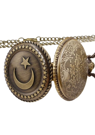 Schulzz Köstekli Zincirli Quartz Ay Yıldız İşlemeli Cep Saati