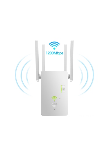 Teltree Beyaz Ac1200m Kablosuz Wifi Genişletici: 2.4/5.8ghz, 4 Yüksek Kazanç Anteni, Sinyal Güçlendirici, Ap/router Modu, Avrupa Standartı