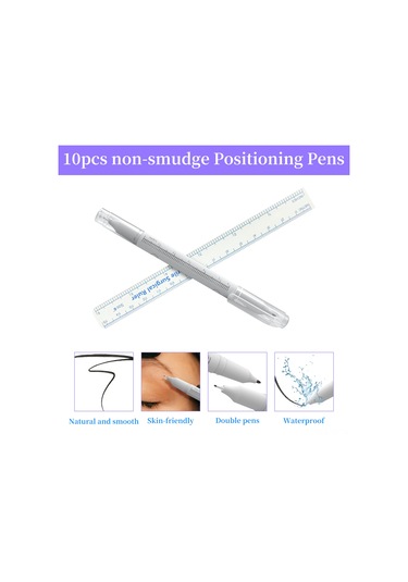 Yifomall "10 Adet Çift Uçlu Dövme Kalemi + Kaş Ölçüm Cetveli - Profesyonel Makyaj Seti"