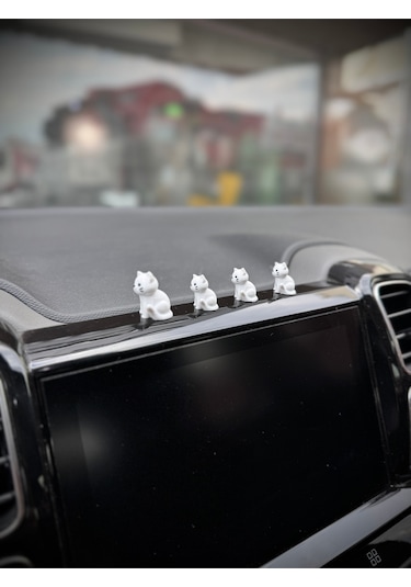 4 Parça Sevimli Kedi Ailesi Dikiz Aynası Süsü - Kedi Ayna Süsü Araba Süsü Torpido Süsü Oto Aksesuar