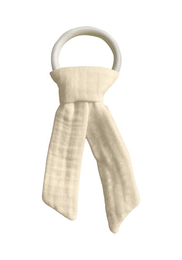 Pamuk Muslin Bebek Diş Kaşıyıcı Yıkanabilir Ahşap Bej