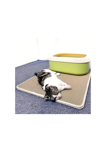 Elmpaly Devasa 35x24 İnç Hücreli Çift Katmanlı Kum Tutaçlı Kaymaz Krem Halı