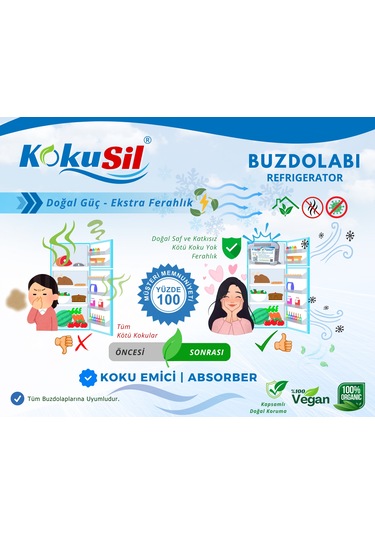 Kokusil Buzdolabı Koku Giderici Ve Ayakkabı Dolabı Koku Giderici 2li Paket
