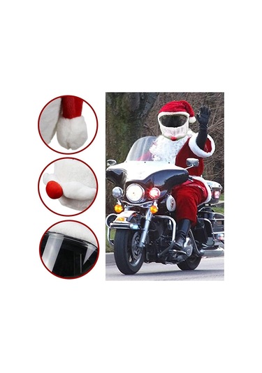 Kangvka Motorsiklet Kaskı İçin Noel Şapka Kask Dahil Değil - Kadife Malzeme, Çoğu Kaska Büyüklüğüne Uyumlu Kırmızı