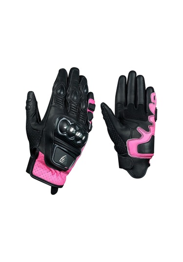 Motosiklet Kadın Eldiveni Carbon Titanium Full Koruma Deri Leather Motorcu Eldiven Pink