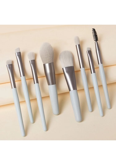 Mufunye Makyaj Fırçası Seti, Mini Taşınabilir, Yumuşak Kıllar, Gri