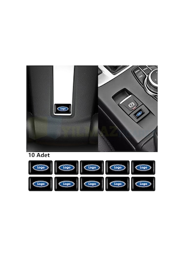 Ford Logo Arma Direksiyon Jant Vites Torpido Ayna Damla Silikon Etiket Çıkartma Oto Sticker 18x11mm