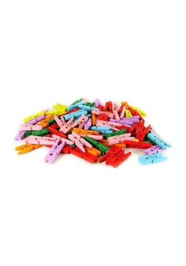 Büro Ev Ofis Etkinlik Partisi İçin 100adet Renkli Mini Ahşap Mandal Seti