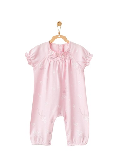 Andywawa Kız Bebek Çiçek Desenli Pembe Tulum Ac21794R Pembe