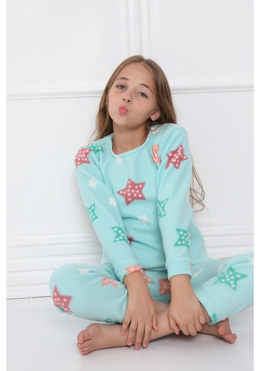Sleeproom Kişlik Çocuk Polar Pijama Takim Turkuaz
