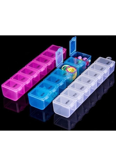 Pembe 7 Gün Haftalık Hap İlaç Kutusu Tutucu Saklama Kabı Vaka Sağlık Hap Kutuları