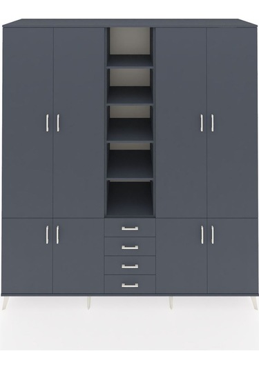Kronos Dolap 17 Raflı 4 Çekmeceli 8 Kapaklı 220x59x243 Antrasit-antrasit/antrasit Antrasıt/antrasıt