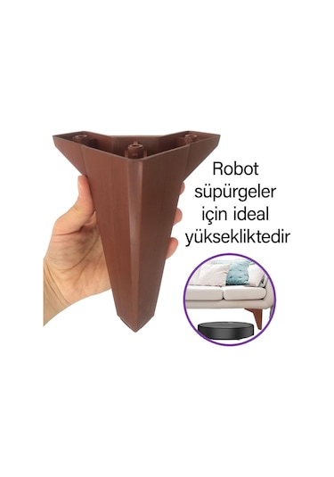 8 Adet Serdivan 15 Cm Ceviz Ahşap Desenli Lüx Mobilya Kanepe Sehpa Ünite Koltuk Ayağı Baza Ayak