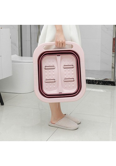Homyl Masaj Silindirli Katlanabilir Ayak Banyo Küveti Pembe Pembe