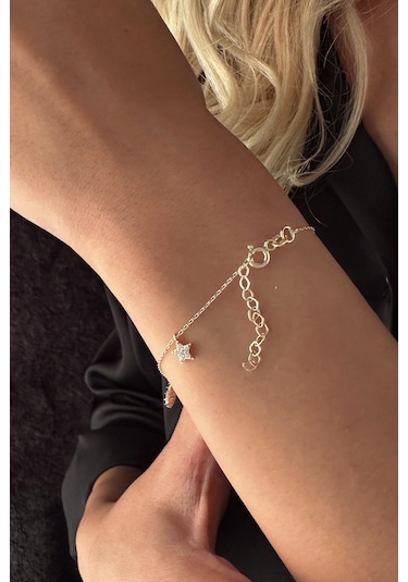 Fiyonk Kuyumculuk 14 Ayar Altın Nazarlık Detaylı Şans Bilekliği 001