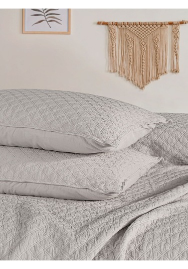 Cambridge Yatak Örtüsü Seti Çift Kişilik Açık Gri Kutulu