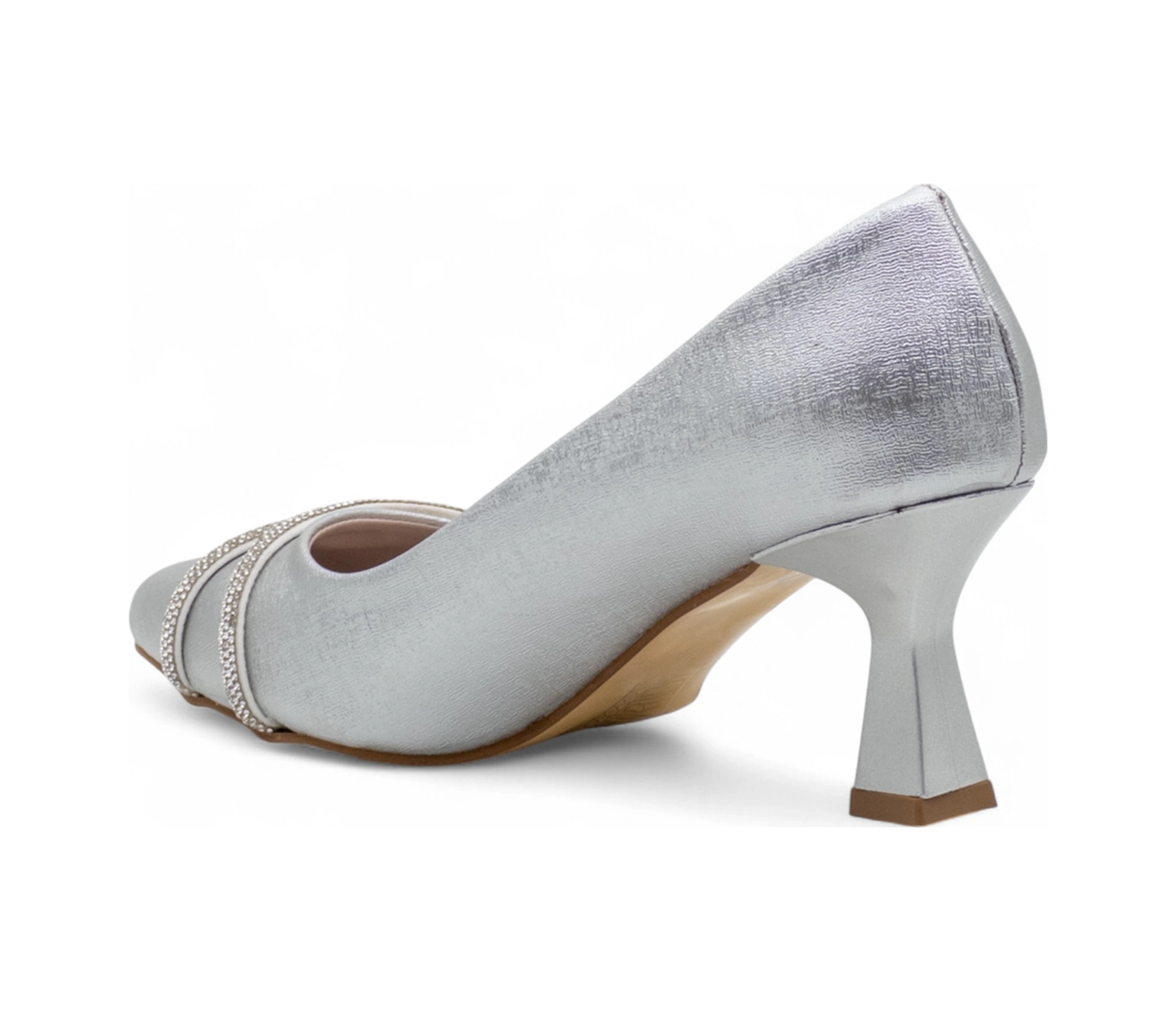 Bilener 0803 Taşlı Kadın Stiletto GÜMÜŞ