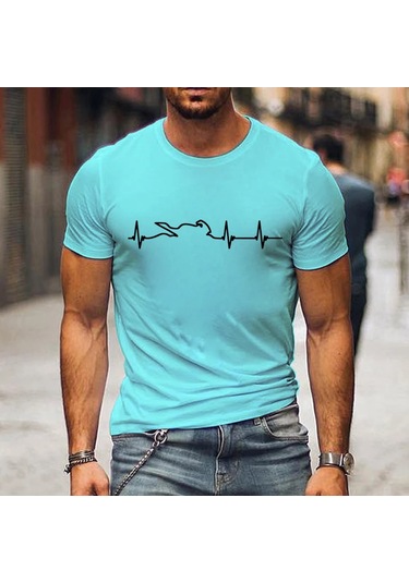 Snapbuy Erkekler İçin Dağ Motosiklet Kalp Atışı Tshirt - Komik Açık Macera T-shirt Kısa Kollu Gömlekgreen Green