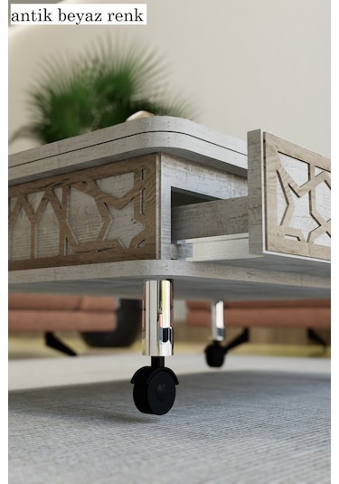 Lisa Desenli Akıllı Sehpa Tekerli Çekmeceli, Sihirli Sehpa