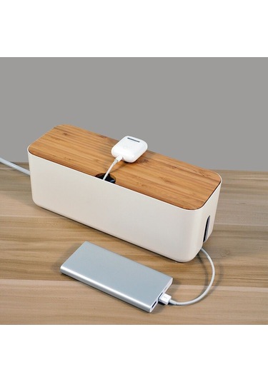 Youmex Beyaz Bambu Desenli Ateş Direncili Asb Malzeme Elektrik Kablosu Organizer Kutusu - Ev İçi Kabloları Topla Ve Koru Classıc