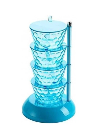 Createtech 4 Kat Mavi Mutfak Düzenleyici Baharat Rafı Depolama Kutuları Pot Çeşni Kavanoz Mavi