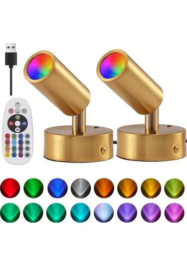 Xuweiwei 2 Paket Siyah S Rgbw Renk Degistiren Led Nokta Isiklari Uzaktan Kumandalı 16 Milyon Renk Usb Guclu Ayarlanabilir Braket Ev Dekoratif Aydinlatma Siyah-s