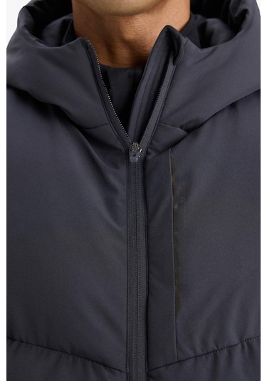 Defacto Defactofit Regular Fit Kapüşonlu Su Geçirmez Fermuarlı Şişme Yelek E9216ax25auar214 Antrasit