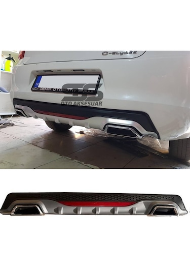Citroen C-elysee Difüzör Arka Tampon Eki 2 Egzoz Çıkışlı Gri Reflektörlü