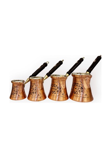Paşa İşlemeli Skoçlu Bakır Cezve Takımı