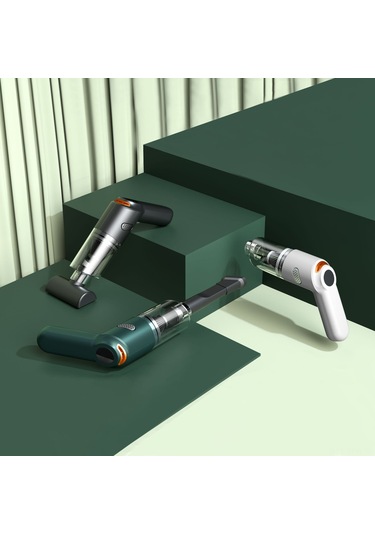 Maiyame Araç Ve Ev İçin Kablosuz Şarjlı El Fırçası, Minik El Tutulu Yüksek Güçlü Toz Torbası - Yeşil Yeşimli Premium Versiyon