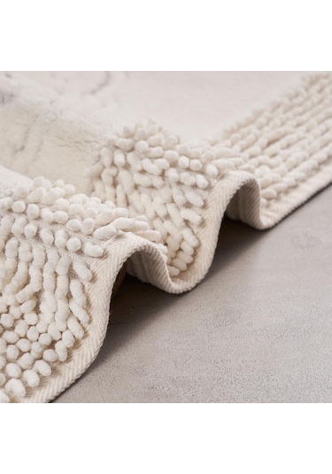 Cotton Special 2'li Osmanlı Desen Pamuklu Klozet Takımı Krem 60 x 100 / 50 x 60 CM Krem