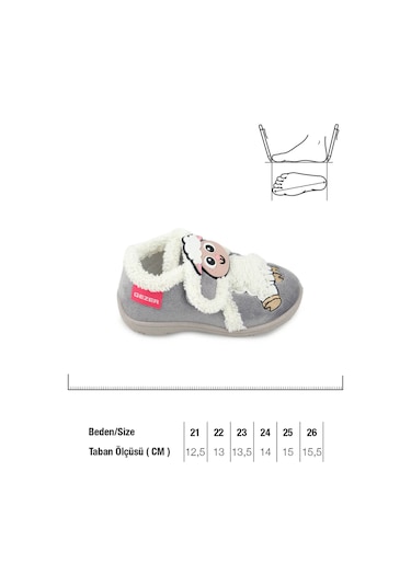 Gezer Kız Çocuk Bebe Cırtlı Ayarlanabilir Günlük Okul Kreş Panduf Ayakkabı Gri