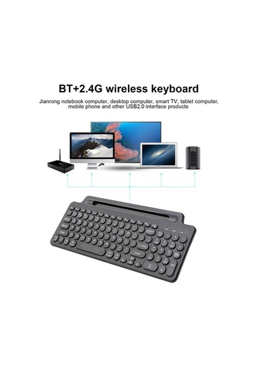 Dancemonkey Bluetooth Klavye 2.4ghz Masaüstü Ultra İnce Klavye Tablet Cep Yuvası Siyah