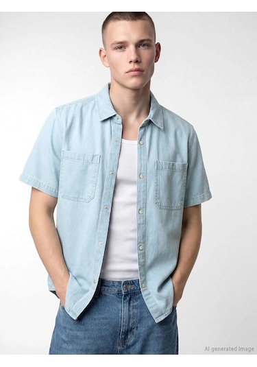 Lc Waikiki İndigo Loose Fit Erkek Jean Gömlek