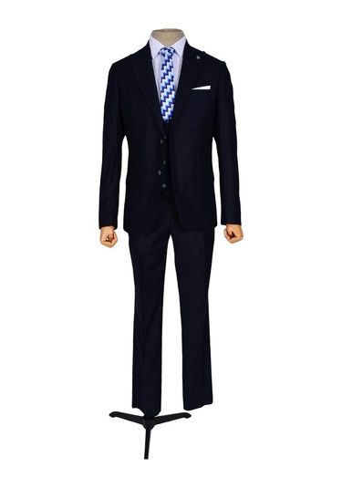 Düz Çift Düğme 6 Drop Yelekli Erkek Takım Elbise