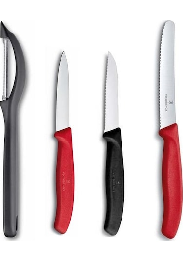 Siyah Kırmızı Soyma Doğrama Seti Çok Renkli