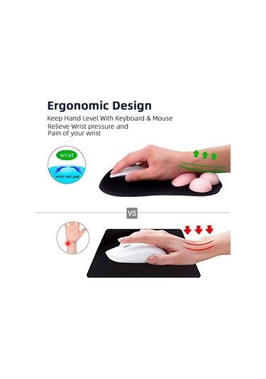 Kedi Ayağı Ve Bilek Desteğine Sahip Mouse Pad, Taşınabilir Ergonomik Kaymaz Oyuncu Mouse Pad'i Bilek Ağrısını Giderir 10,7 X 7,7 X 1,1 İnç Siyah Sakura
