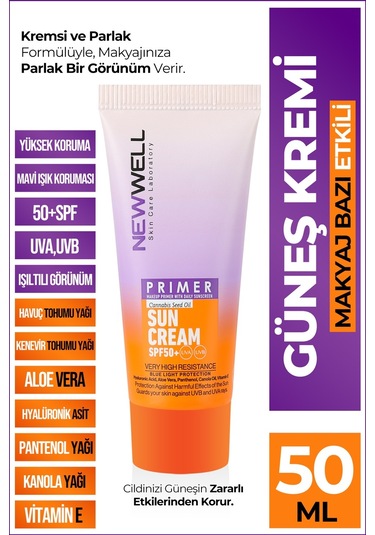 New Well Aydınlatıcı Etkili Primer Sunscreen SPF50+ 50 ML
