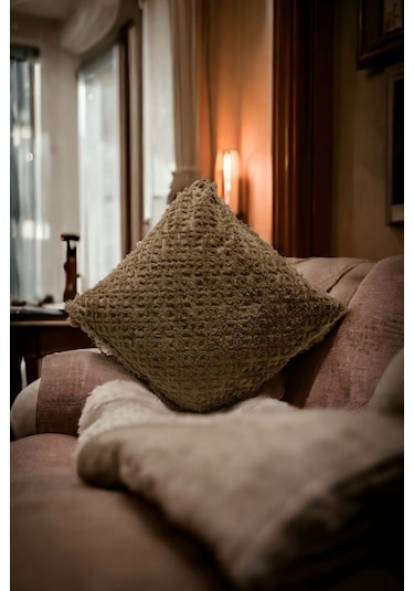 Bohem Dekoratif Yastık Kılıfı Kırlent Kılıfı 43x43 Cm Kahverengi Otantik Dsn