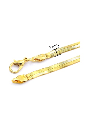 Çelik İtalyan Zincir Altın Kaplama 3 Mm Zn-135 Altın