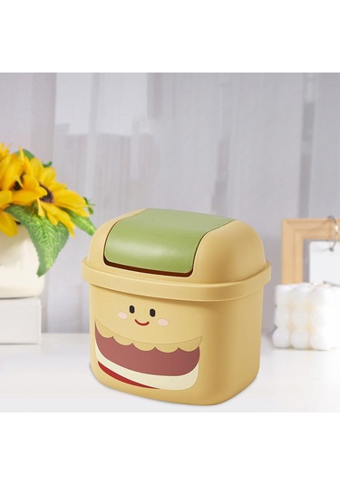 Homyl Mini Masa Çöp Kutusu Kovası Ofis Ofisleri Için Sarı Sarı