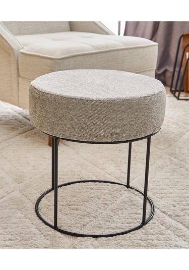 Favora Moon Steel Ayaklı Puf - Bej Bej