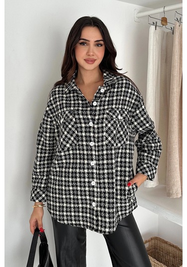 Çift Cepli Oduncu Gömlek Siyah Siyah